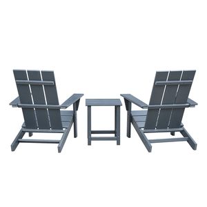 Juego de 3 Sillas Adirondack para Exteriores con Mesa Lateral, Color Gris Oscuro, Muebles para Patio, Jardín, Terraza, Balcón - Product Image 5