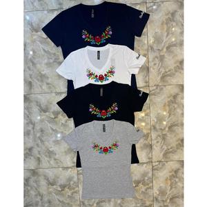 Camiseta de Mujer con Estampado de Flores, Talla Grande, Personalizada con Logotipo, Estilo Urbano, Casual, Holgada, Cuello Redondo, Manga Corta, de BD - Product Image 6