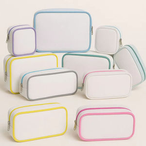 Pochette à maquillage unisexe en lin, sac cosmétique en toile écologique personnalisé avec fermeture éclair, motif lettres tendance pour un usage quotidien - Product Image 3