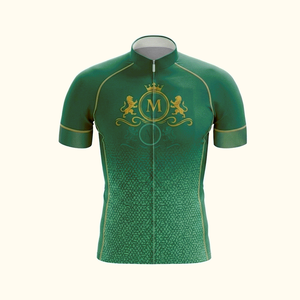 Ensemble de maillot de cyclisme pour homme, vert, logo doré imprimé, polyester respirant, kit de vélo de route, design personnalisé pour adulte - Product Image 3
