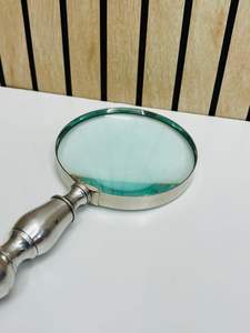 Loupe à main de 4 pouces avec poignée en aluminium artisanale et cadre en nickel avec lentille en verre optique |   Loupe de lecture et d'inspection vintage - Product Image 6