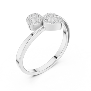 Bagues en or massif 14 carats pour femme, forme cœur dynamique, diamant taille ronde minimaliste, pour cadeau, fiançailles, anniversaire, mariage - Product Image 5