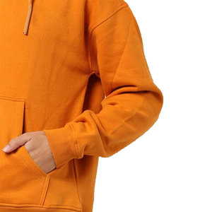 Sweat-shirt à capuche en molleton jaune uni pour femme, à manches longues, épaules tombantes, avec poche, style décontracté - Product Image 3