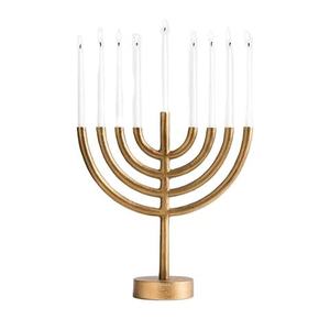 Candelabro de 9 Brazos para Sinagoga o Templo, Menorah Decorativa para Hogar, Villas, Iluminación de Mesa, Portavelas de Hanukkah - Product Image 1
