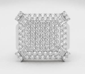 Bague carrée Hip Hop pour homme, sertie de diamants, en argent sterling 925, finition or 10K 14K, bague de luxe pour les fêtes et le style urbain - Product Image 1
