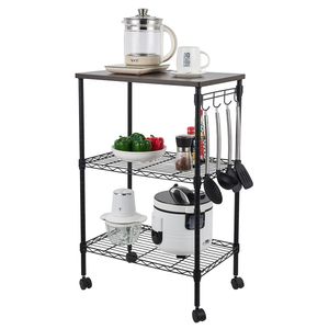 Carrello da Cucina a 3 Ripiani con Struttura Robusta e Finitura in Legno Rustico - Product Image 1