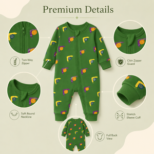 Combinaison pour bébé à manches longues en coton imprimé |   Combinaison bébé unisexe douce à motif d'escargot avec fermeture éclair bidirectionnelle, tenue pour nouveau-né - Product Image 3