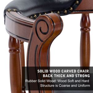26.5 Taburetes de Bar de Cuero Vacuno con Base de Madera, Giratorios 360 Grados, con Respaldo Cómodo para Cocina y Barra de Hogar, Color Negro - Product Image 5