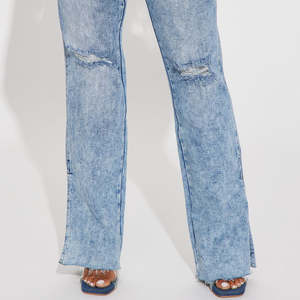 กางเกงยีนส์ทรงตรงเอวสูงต่ำ ขากว้าง ผ้าฝ้าย สไตล์วินเทจสำหรับผู้หญิง ระบายอากาศได้ดี แฟชั่นแนวสตรีท 3 มิติ มีกระเป๋า - Product Image 3