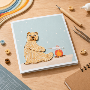 Carte de vœux d'hiver personnalisée en quilling, motif ours polaire en camping, collection faune faite à la main, fournisseur OEM/ODM en gros - Product Image 4