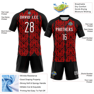 Maillot de volley-ball personnalisé rouge, blanc et noir, forme abstraite, sublimation, séchage rapide, respirant, léger, kit d'équipe pour adulte - Product Image 3