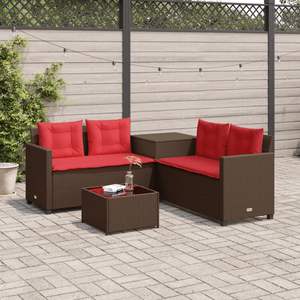 Canapé de patio en polyrotin marron, 67,3 po de long x 67,3 po de large x 29,1 po de haut, ensemble de jardin - Product Image 1