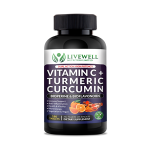Vitamina C, Cúrcuma, Curcumina, Bioperina, Bioflavonoides, 180 Tabletas, Suplemento Dietético Vegano para el Apoyo Inmunológico - Product Image 3