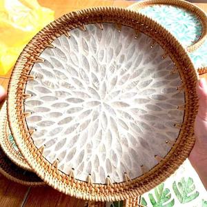 คุณภาพสูงจากผู้ผลิตทอหวายหวายถาดเสิร์ฟผสมกับแม่ของมุกจากเวียดนาม - Product Image 2