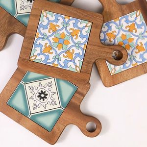 Wooden Printed Serving Tray with Handles for Tea Coffee Snacks or Breakfast <b>Kitchen</b> Decor Tray - Product Image 1