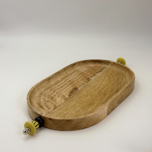 Ensemble de 2 bols à dessert en acier inoxydable de haute qualité, nouveau design, avec plateau en bois, vaisselle pour la maison, l'hôtel et les cadeaux de mariage - Product Image 3