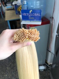 Extensions de cheveux lisses naturels blonds I-Tip de haute qualité, vente en gros de cheveux humains bruts vietnamiens à prix d'usine - Product Image 3