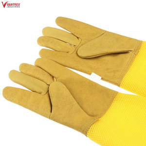 Guantes de Trabajo para Apicultura, Guantes Largos para Apicultor, Resistentes a Picaduras de Abeja, Guantes de Seguridad de Lona con Palma Completamente Recubierta de Cuero Vacuno - Product Image 5