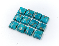Cabochons carrés en turquoise bleue de qualité supérieure 7*7 mm, 100% PIERRE PRÉCIEUSE NATURELLE, 5 pièces, percés sur une seule face pour la fabrication de bijoux