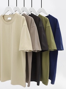 T-shirt oversize à épaules tombantes, coupe décontractée, col rond, manches courtes, en coton, streetwear, tee-shirt décontracté pour homme, vêtements d'été, t-shirt uni - Product Image 3