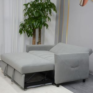 Divano Letto Convertibile Regolabile in Velluto con Letto Estraibile, 2 Tasche Laterali, 2 Poggiapolsi - Product Image 6