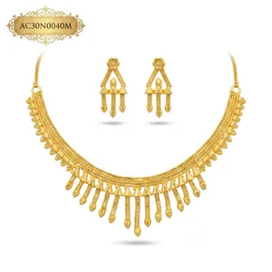 Elegante Conjunto de Collar y Pendientes de Novia Africanos, Joyería Chapada en Oro para Bodas Nigerianas - Product Image 3