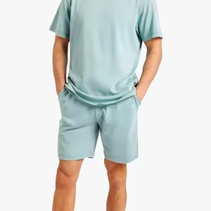 เสื้อยืดคอตตอนสีฟ้าอ่อนสำหรับผู้ชาย ชุดเสื้อคอกลมสีพื้นลำลองใส่สบายสำหรับฤดูร้อน ผ้าถักระบายอากาศได้ดี - Product Image 2