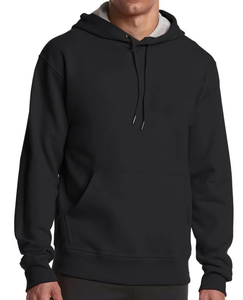 Sweat à capuche personnalisé brodé 100% coton épais gris chiné uni en molleton pour homme – Vente en gros pour la gym - Product Image 2