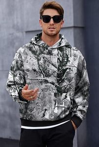 เสื้อฮู้ดดี้ลายพรางกิ่งไม้สำหรับผู้ชาย ผ้าฝ้ายฟลีซหนานุ่ม สไตล์สตรีทแวร์ ทรงโอเวอร์ไซส์ พิมพ์ลายกราฟิก - Product Image 5