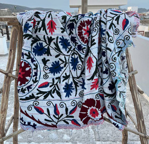 Handmade Vintage Suzani Kantha <b>Quilt</b> Colorful Floral Motif Hand Embroidered Cotton Reversible Boho Bedding <b>Throw</b> - Product Image 4