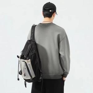 เสื้อสเวตเชิ้ตคอกลมโอเวอร์ไซส์ ผ้าฝ้ายถัก 100% สีพื้น สไตล์ลำลอง ใส่ได้ทั้งชายและหญิง เหมาะสำหรับฤดูใบไม้ร่วง สไตล์สตรีทแวร์ แขนยาว - Product Image 3