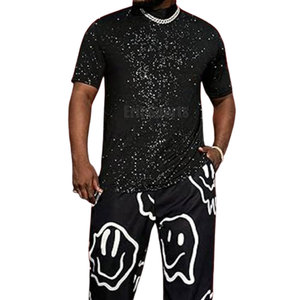 Créez votre propre logo sur des t-shirts en strass pour hommes, vêtements de fitness, dernier design de t-shirts en strass pour hommes - Product Image 3