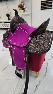 Hermosa Silla de Montar Occidental de Cuero de Caballo Rosa Intenso para Carreras de Barriles, Silla de Montar Portátil, Silla de Montar de Diseño Personalizado - Product Image 6