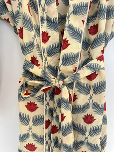 Bata Kimono de Algodón 100% Tejido con Estampado de Bloques y Dibujos Animados Naaz para Mujer, Camisón de Verano Hecho a Mano ODM con Cuello en V y Cintura Elástica Completa - Product Image 2