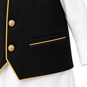 Boys White Thobe Black <b>Waistcoat</b> Set Gold Embroidery Islamic Ankle Length Thawb Jubba Kandura Arab Traditional Clothing Outfit - Product Image 3