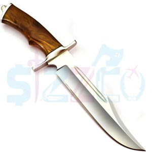 Cuchillo Bowie de Caza de Hoja Fija de Acero D2 Hecho a Mano con Mango de Madera y Funda de Cuero, Regalo Ideal - Product Image 4