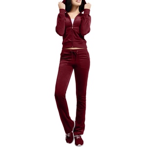 Survêtement en velours avec logo personnalisé pour femmes, survêtement court, hauts à capuche et survêtement de jogging, ensemble 2 pièces pour femmes - Product Image 4