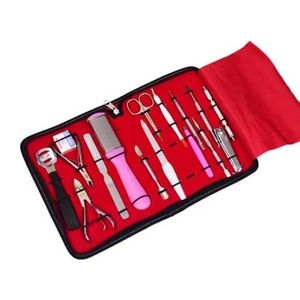 HABI INDUSTRIES Professional Manicure Pedicure Kit PU <b>Leather</b> Case Multi-Function 16-Piece Stainless Steel Clippers Portable - Product Image 1