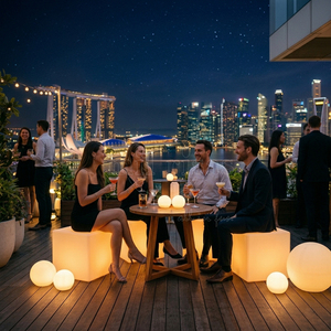 Ensemble de décoration de fête LED pour les États-Unis, le Royaume-Uni, l'Australie et le Canada, 10 boules lumineuses et 4 tabourets cubes, mariage, <span class=keywords><strong>anniversaire</strong></span>, événements en plein air et en intérieur, service DDP - Product Image 3