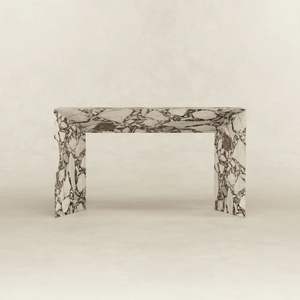<b>Marble</b> Solid Surface Water Resistant Modern <b>Console</b> <b>Table</b> with Polished Finish and Square Edge for Interior Use - Product Image 1