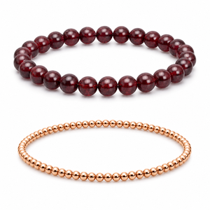 Conjunto de Pulseras de Moda para Mujer: Pulsera de Piedra Lunar de 8mm con Banda Complementaria de Cuentas en Tono Plateado, Diseño Suave y Apilable - Product Image 6
