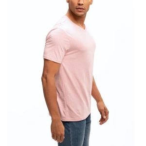 Nueva llegada, camiseta de punto con cuello en V para hombre, 100% algodón, 280 gramos, fitness, oversize, con logotipo personalizado serigrafiado. - Product Image 3