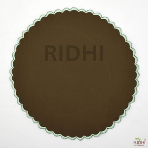 Ridhi Trending 2026 - Mantel Individual Redondo Marrón con Bordado Blanco, Decoración Boho para Mesa, Mantel Individual Hecho a Mano para Mesa de Comedor, para Cocina - Product Image 4