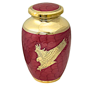 Urna Funeraria de Latón Pulido Grabado con Águila Roja, para Cenizas de Adultos, Estilo Americano/Europeo - Product Image 1