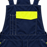Pantalon de travail industriel en coton, salopette uniforme avec bretelles réglables, poche poitrine sécurisée, rangement cargo, résistant à l'eau, contrasté