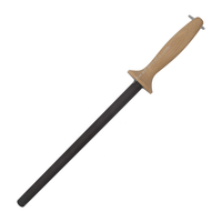 Outils de cuisine, aiguiseur de couteau de chef en céramique noire anti-casse et absorbant les chocs, manche en bois de hêtre écologique, acier inoxydable