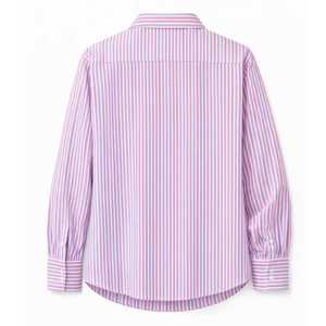 Chemisier rayé boutonné pour femme JJOA, chemise de bureau à manches longues avec logo brodé, haut décontracté professionnel, vente en gros - Product Image 2