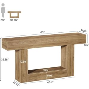 Consolle in Legno Robusto con Ripiani per Ingresso, Divano Doppio o Uso in Corridoio - Product Image 6