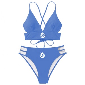 Venta al por mayor traje de baño ropa de playa de las mujeres de la sublimación de moda Bikini tendencia caliente 2025 color sólido personalizado V cut bikini - Product Image 6