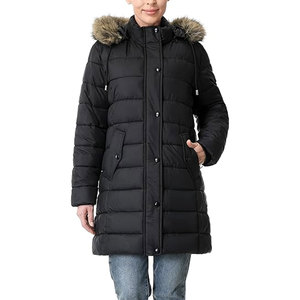 Veste d'hiver épaisse en duvet pour femme, manteau long matelassé chaud, imperméable, coupe-vent, parka avec capuche amovible en fausse fourrure pour les conditions extrêmes - Product Image 5